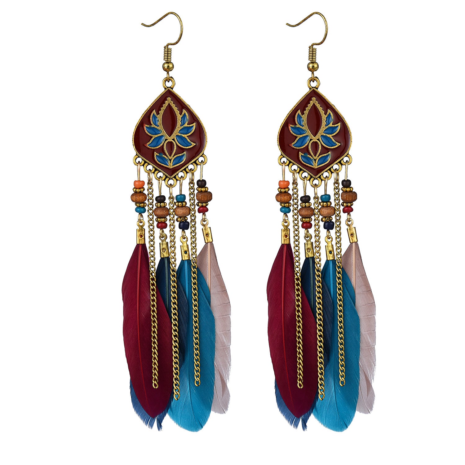 Wholesale Drop Shape Feather Alloy Earrings